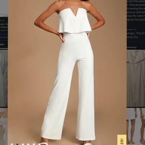 Lulu’s Power of Love Jumpsuit, white, size medium, worn once